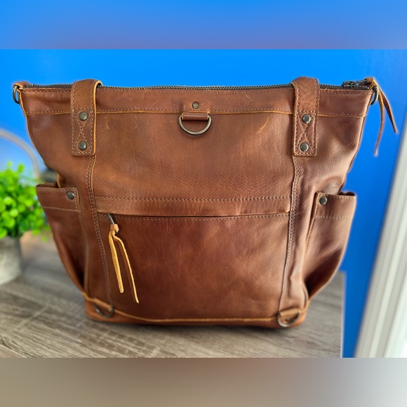 Nena & Co cafe leather Womanhood MTPB with teal accents - Picture 2 of 3